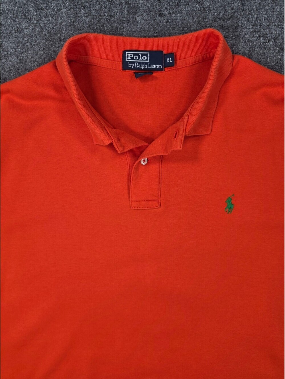 Polo Ralph Lauren Mens XL Polo Shirt Orange Green Pony Short Sleeve Classic